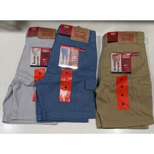 Lot 3 - Levi's Boy's Youth Sz: 6 Khaki Cargo Shorts Blue, Gray, Tan